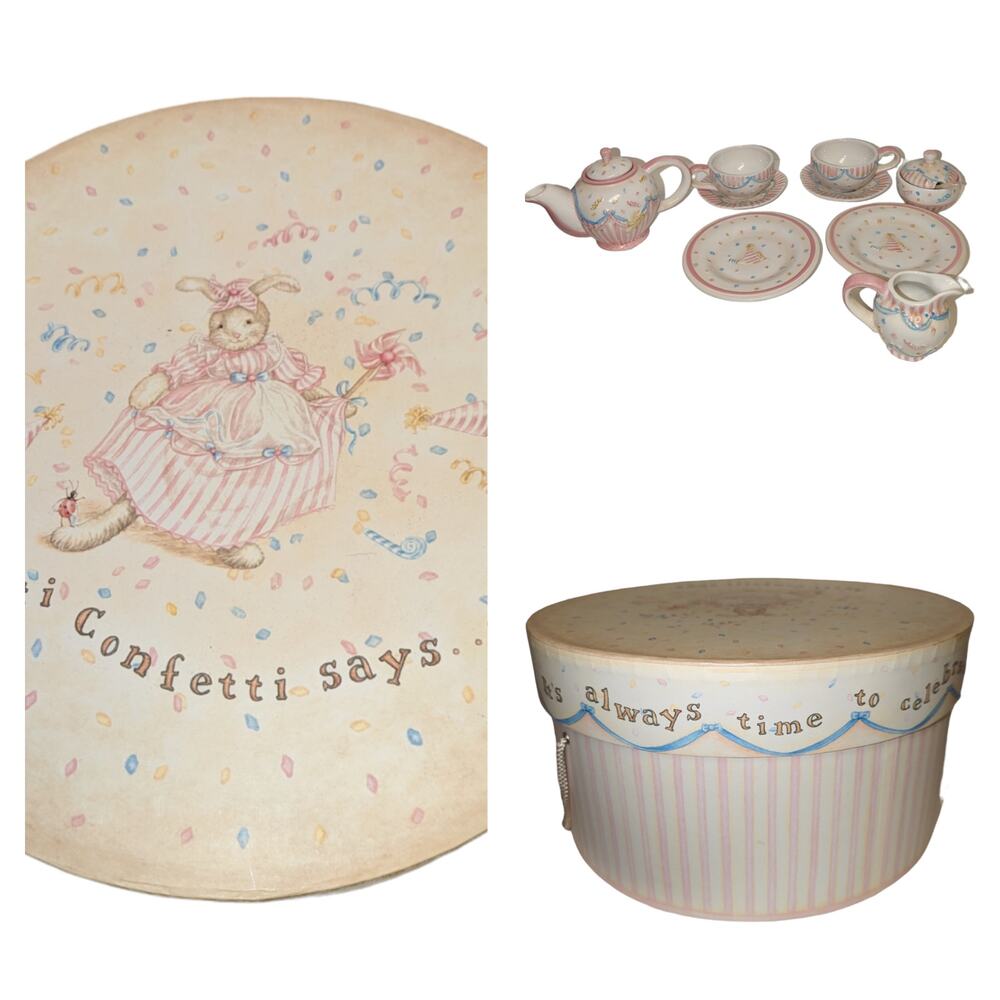 Bunnies by the Bay Netti Confetti Tea Set NWOT in Original Box Pretend Play Gift